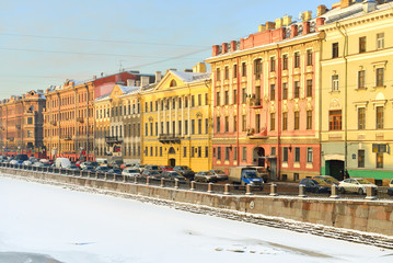 Winter landscape. Fontanka Embankment. St. Petersburg