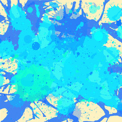 Fototapeta na wymiar Blue watercolor paint splashes background
