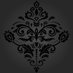 Oriental dark pattern with arabesques and floral elements. Traditional classic ornament