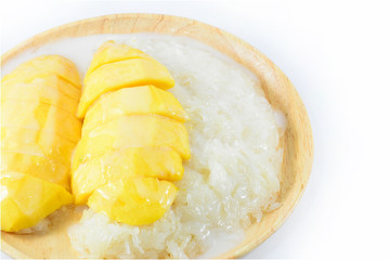 Sweet mango with sticky rice mix with coconut milk