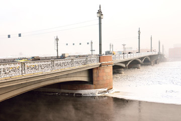 Blagoveshchensky (Annunciation) Bridge is first permanent bridge (1843) built across Neva River in...