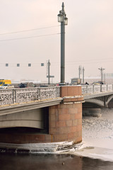 Blagoveshchensky (Annunciation) Bridge is first permanent bridge (1843) built across Neva River in...