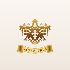 Vintage luxury vector gold emblem. Elegant Calligraphic logo