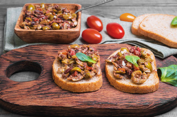 Two bruschetta sandwich