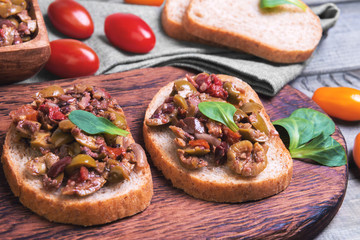 Two bruschetta sandwich