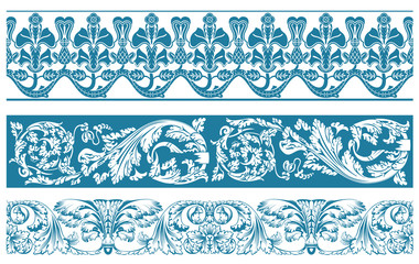 Vector color set. Ornate borders and vintage scroll elements