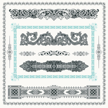 Baroque Set of vintage decor elements calligraphic ornaments