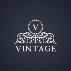 Vintage luxury emblem. Elegant Calligraphic vector logo