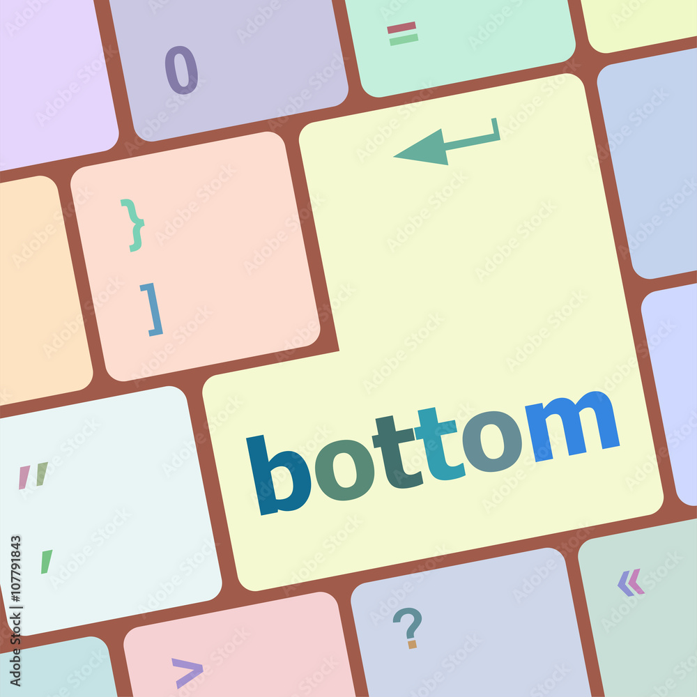 Poster bottom word on computer pc keyboard key vector illustration