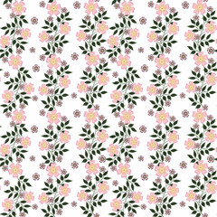Floral seamless pattern in retro style lovely flowers white background