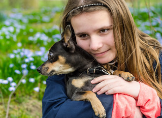 Obraz premium Childhood with dog