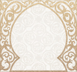 Arabic greeting vector background. Arch Muslim mosque