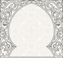 Arabic greeting vector background. Arch Muslim mosque