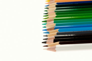  multicolored pencils isolated on white background