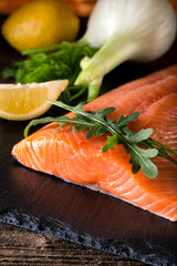 Salmon filet ready to cook.