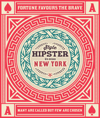 Retro card with floral details. Vector layered.