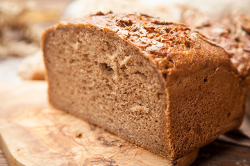 Bread assortment on wooden surface