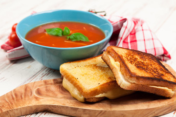 Tomato soup and basil