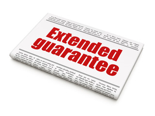 Insurance concept: newspaper headline Extended Guarantee