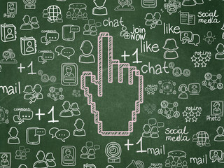 Social network concept: Mouse Cursor on School board background