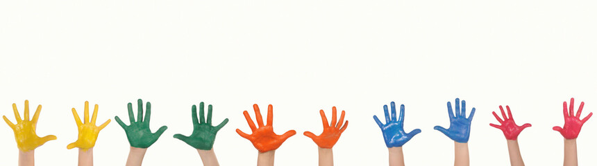 Children painted hands