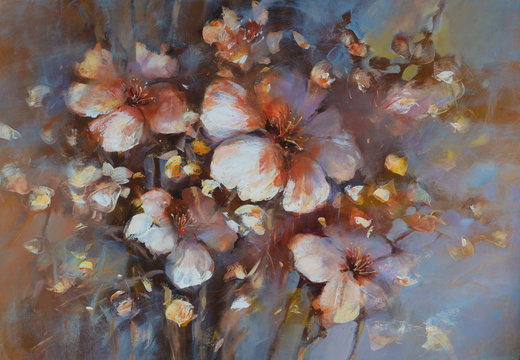 Almonds blossom handmade painting