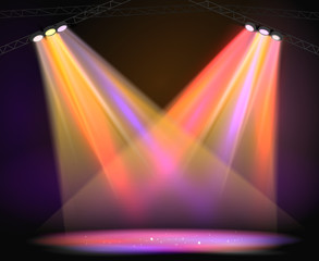 Background image of spotlights with stage in color  - obrazy, fototapety, plakaty