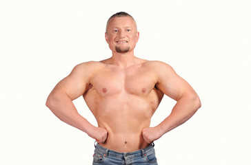 Muscular male body isolated on white background