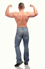 Fototapeta premium Muscular male body isolated on white background