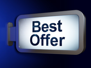 Advertising concept: Best Offer on billboard background