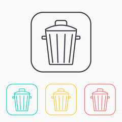 Trash can color icon set