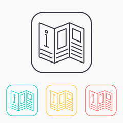 Map with information paper color icon set