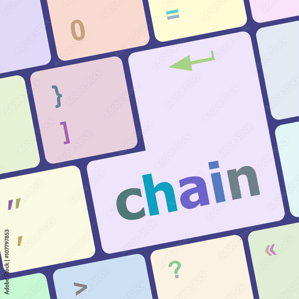 Poster chain button on computer pc keyboard key vector illustration