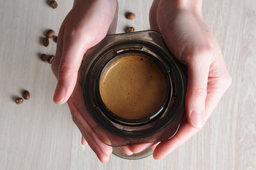 Professional coffee brewing cafe aeropress