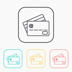 Credit card color icon set