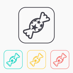 Candy with stars color icon set