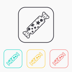 Candy with stars color icon set