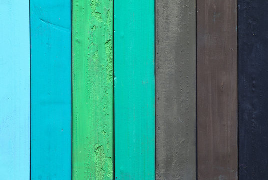 Detail of the colored crayons - cold colors
