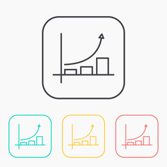 Growing bars graphic color icon set with rising arrow