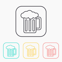 Glass of beer color icon set