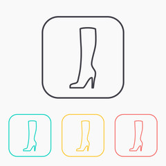 Woman boot color icon set