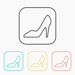 Woman shoe color icon set
