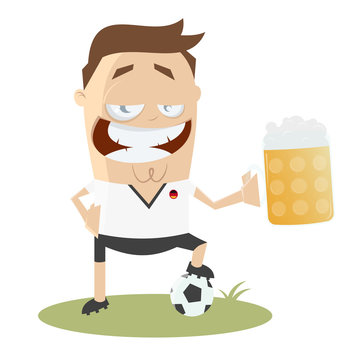 german football player with big glass of beer