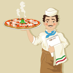 Pizzaiolo con Pizza