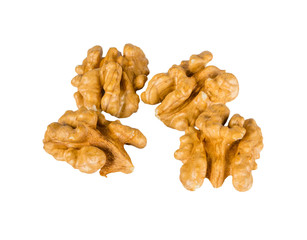 Walnuts isolated on white background.