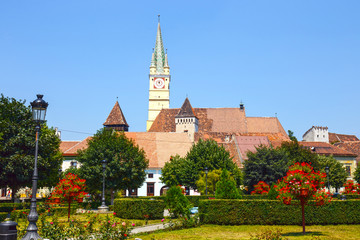 Historical centre of Medias, medieval city in Transylvania, Romania