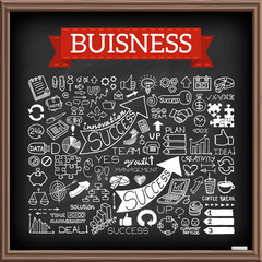 Hand drawn business icons set