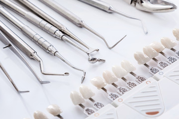 Dental tools and teeth samples
