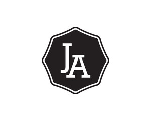 JA retro initial monogram letter logo. vintage label typography.