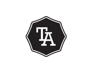 TA retro initial monogram letter logo. vintage label typography.